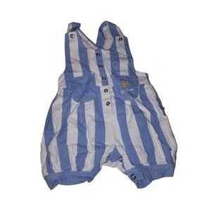 Y2K St. Tropez Baby Boy Overall Blue White Striped Size 3T